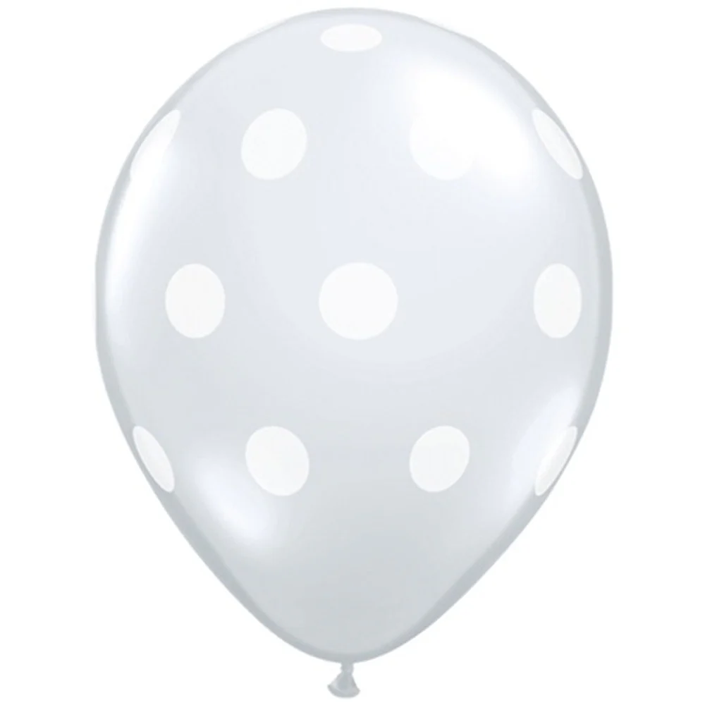 Qualatex Printed 11" Diamond Clear Polka Dots Latex Balloon (25)