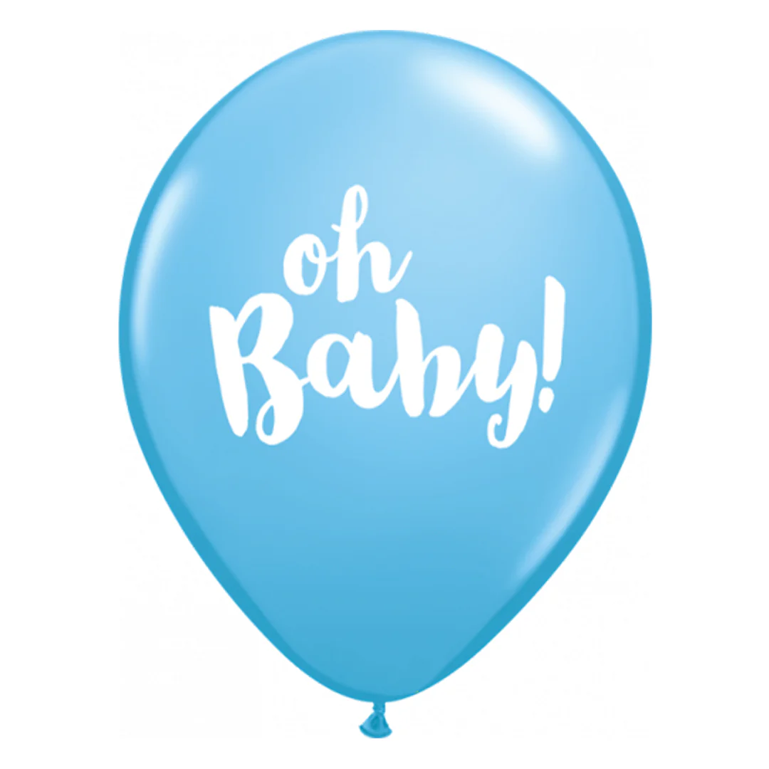 Qualatex Printed 11" Oh Baby Blue Latex Balloon (25)