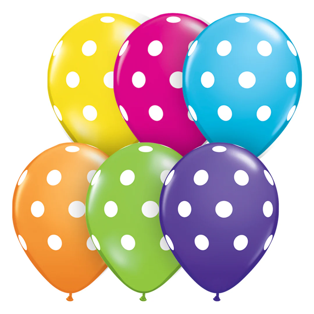 Qualatex Printed 5" Big Polka Dot Assorted Colours Latex Balloon (100)
