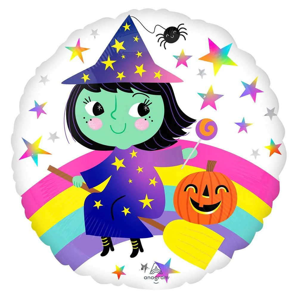 Anagram Rainbow Witch 18" Circle Foil Balloon (1)
