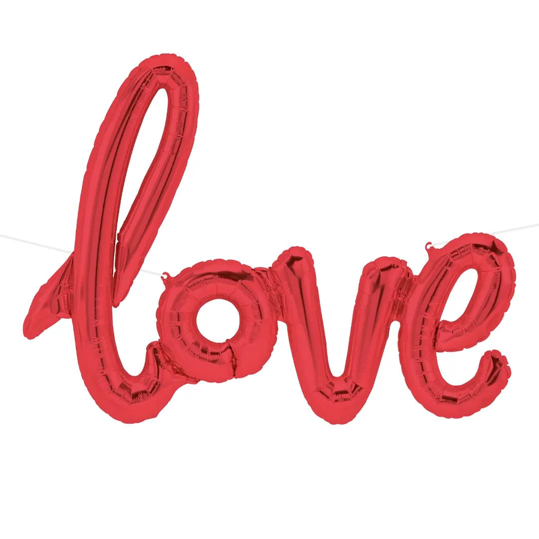 Red Love Script Balloon Garland 40" Air