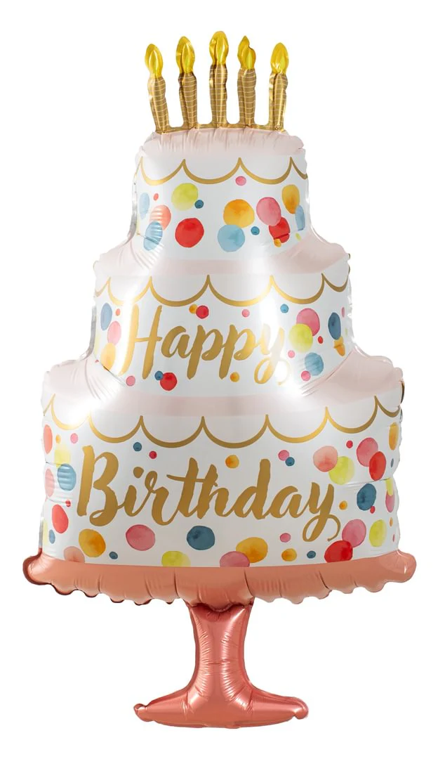 Satin Birthday Pink Cake 33" Packaged