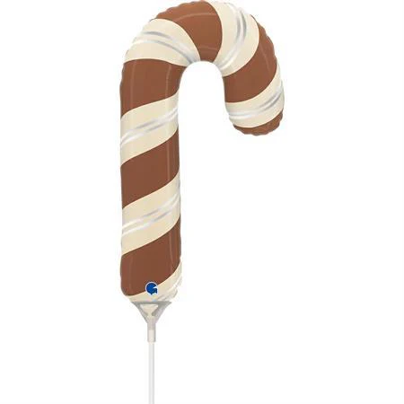 Grabo Satin Chocolate Candy Cane Mini Airfilled 14" Foil Balloon (1)