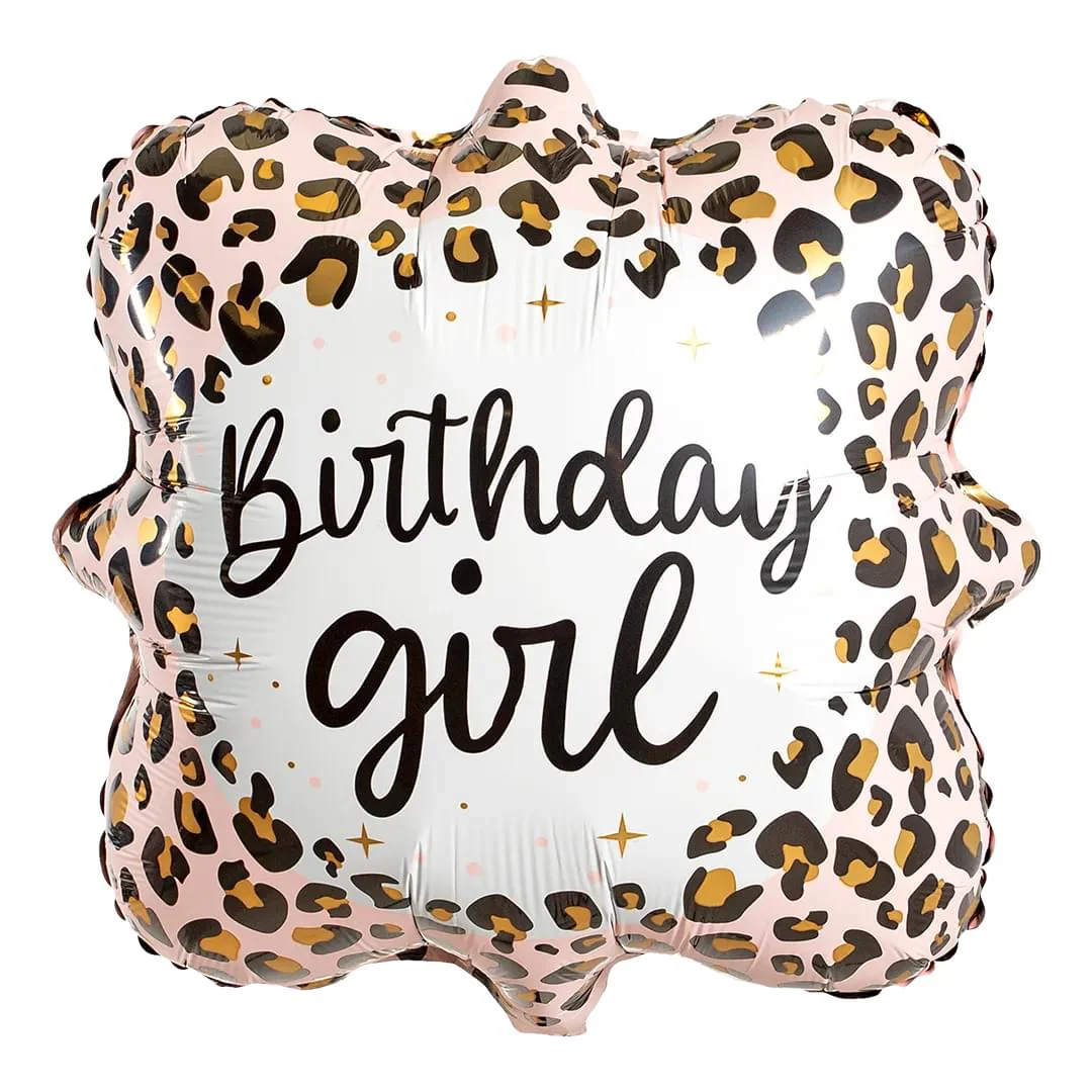 Satin Leopard Bday Girl 18"