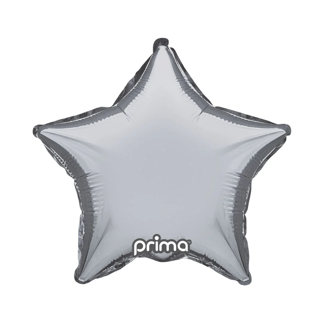 Prima 9" Silver Star Air-Filled Foil Balloon (6)