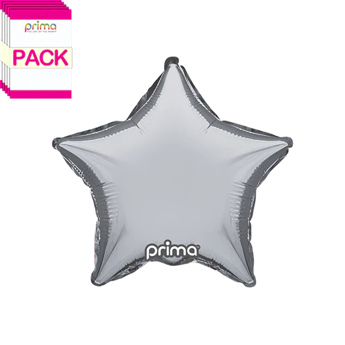 Prima 9" Silver Star Air-Filled Foil Balloon (6) - Image 2