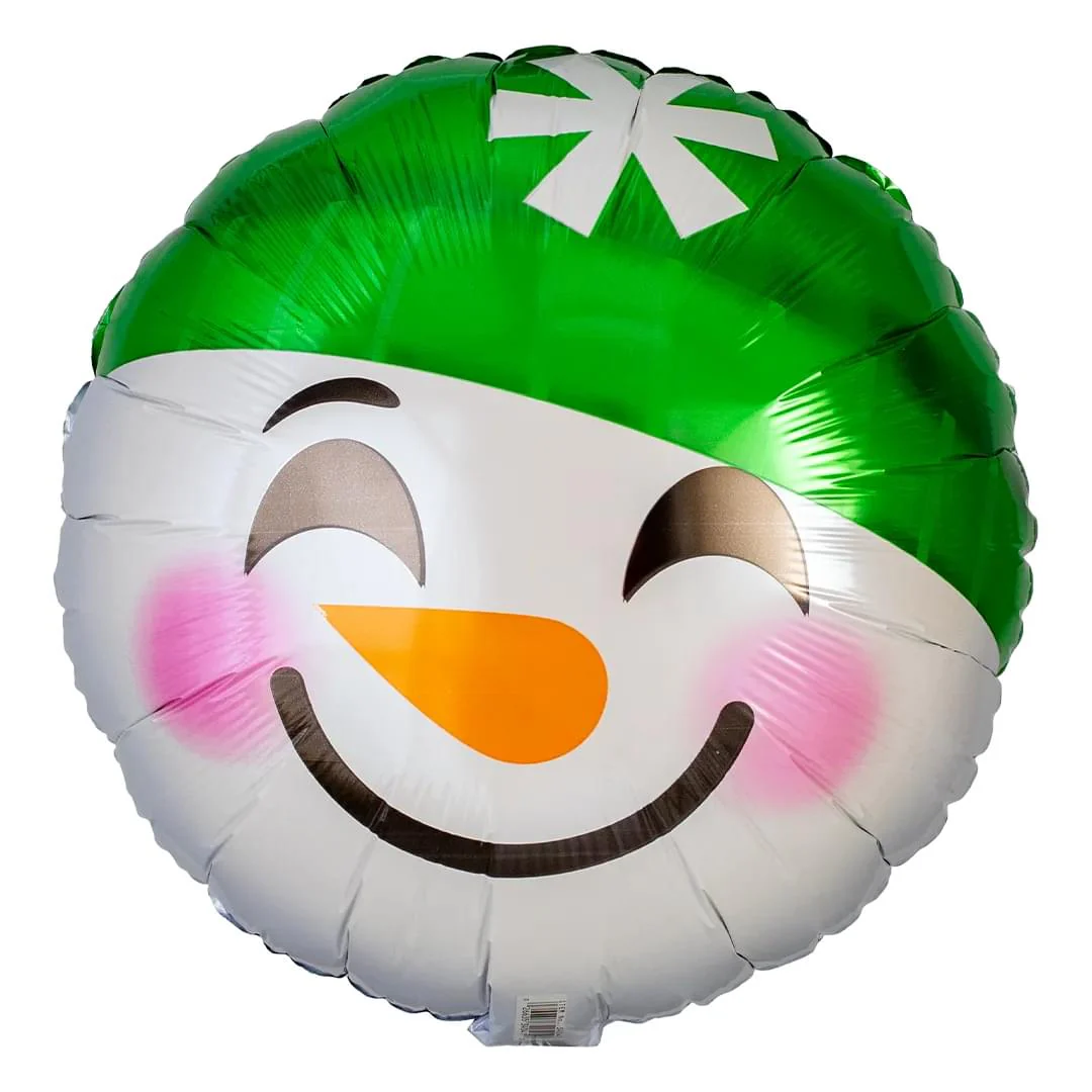 Anagram Christmas Snowman Smiley Face Emoji 18" Circle Foil Balloon (1)