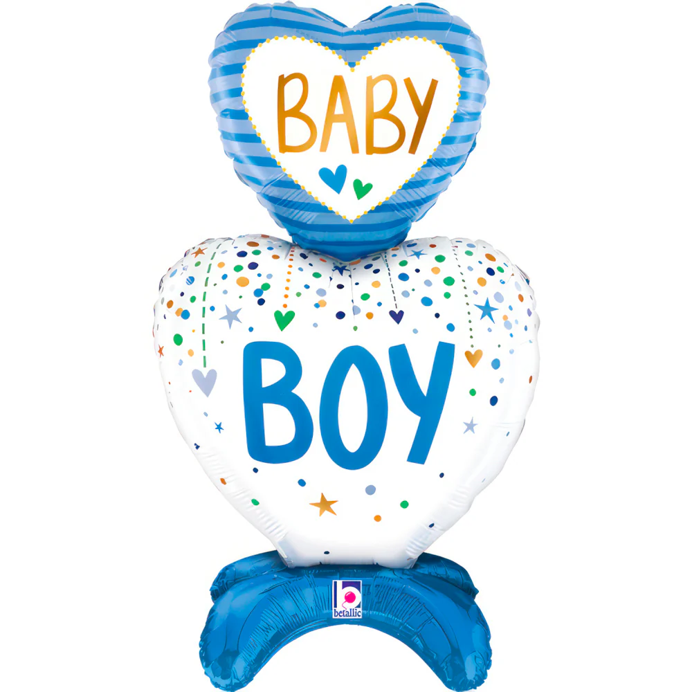 Standup Baby Boy Hearts Packaged