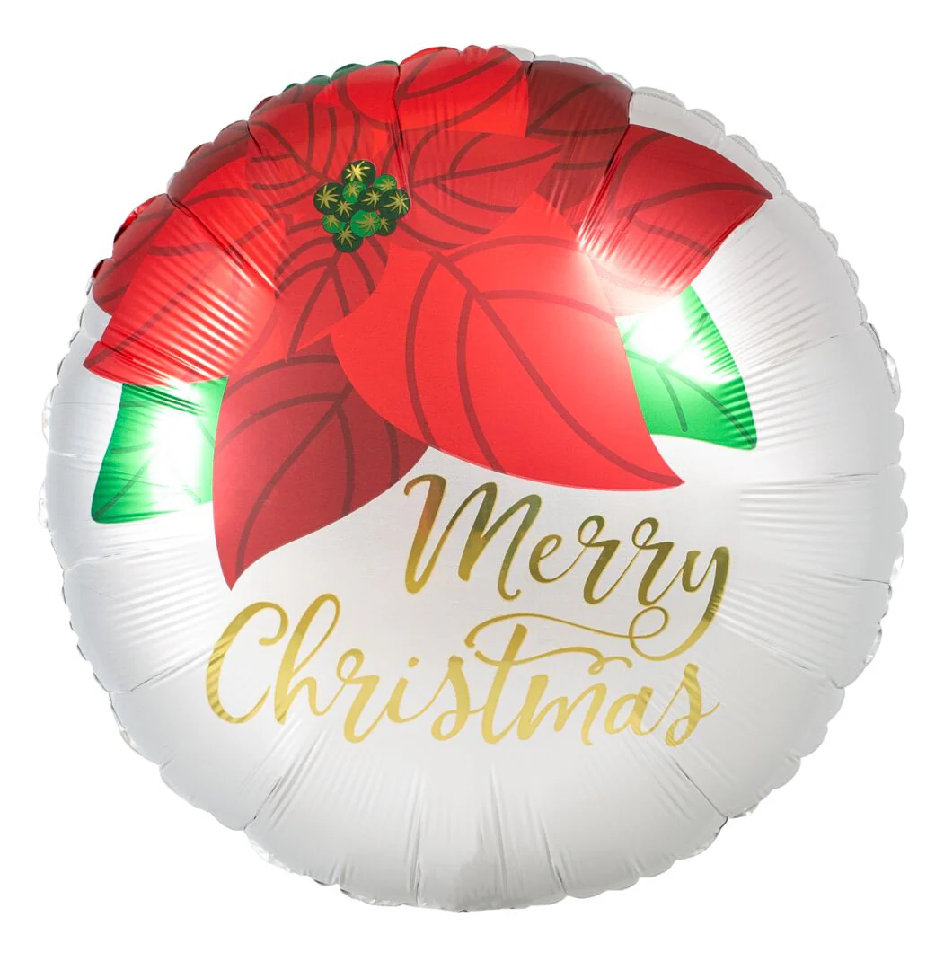 Anagram Satin Christmas Poinsettia 18" Circle Foil Balloon (1)