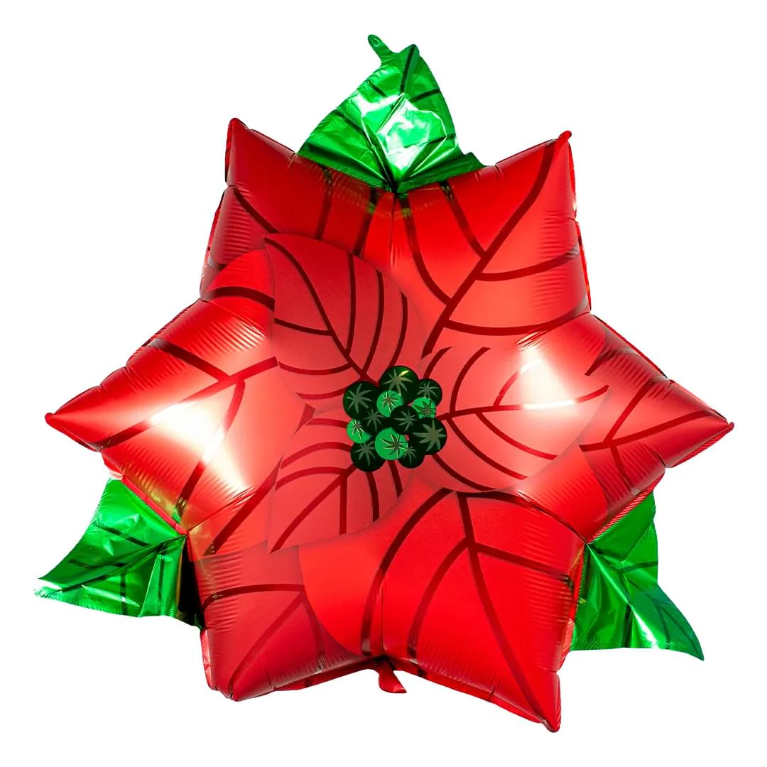 Anagram Satin Poinsettia 26" Supershape Foil Balloon (1)