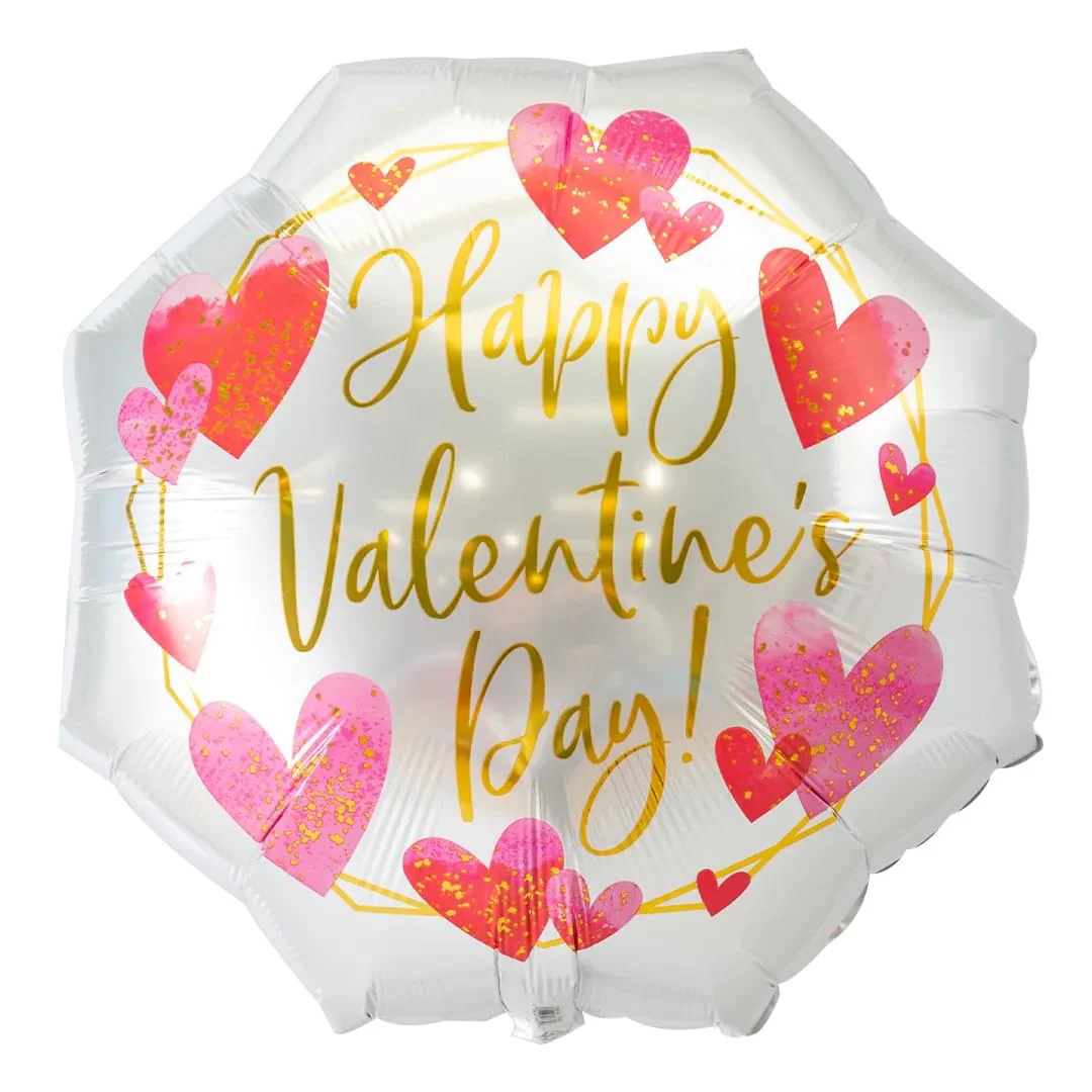 Happy Valentine's Day Satin Heart Design 22" Supershape Foil Balloon (1)