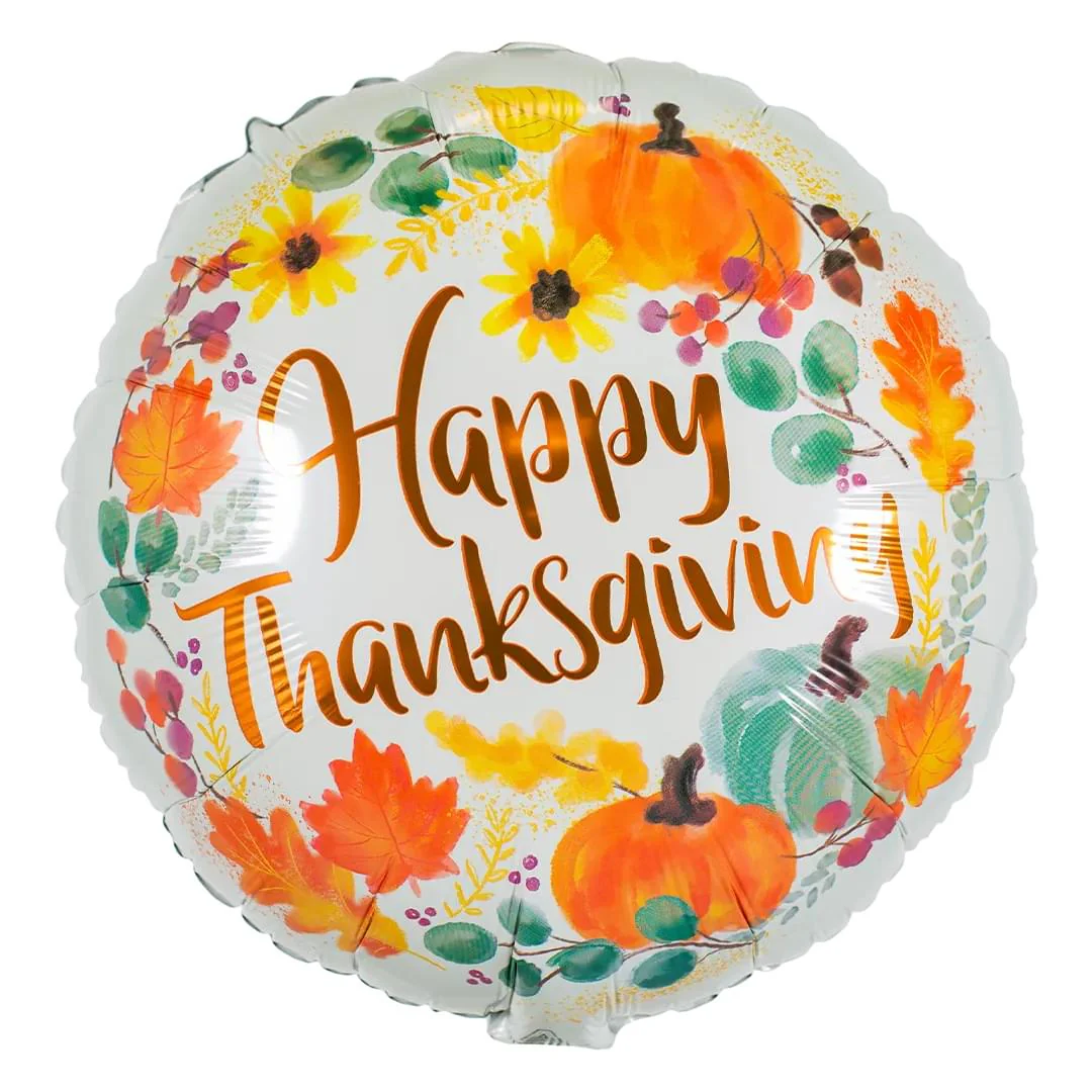 Anagram Watercolour Thanksgiving 18" Circle Foil Balloon (1)