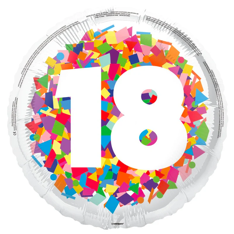 Unique 18 Bright Confetti 18" Round Circle Foil Balloon (1)