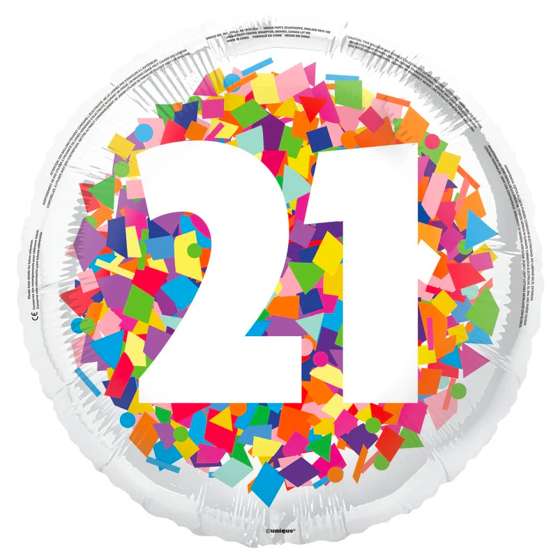 Unique 21 Bright Confetti 18" Round
