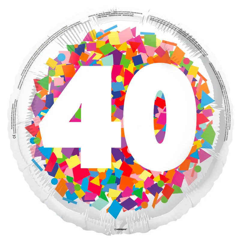 Unique 40 Bright Confetti 18" Round Circle foil Balloon (1)