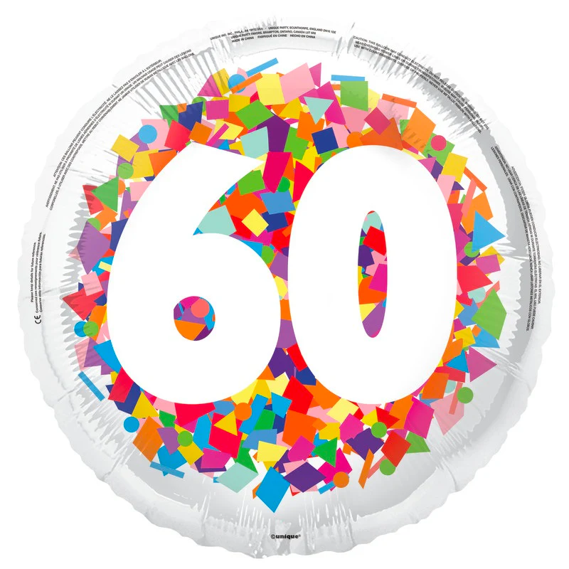 Unique 60 Bright Confetti 18" Round Foil Balloon (1)