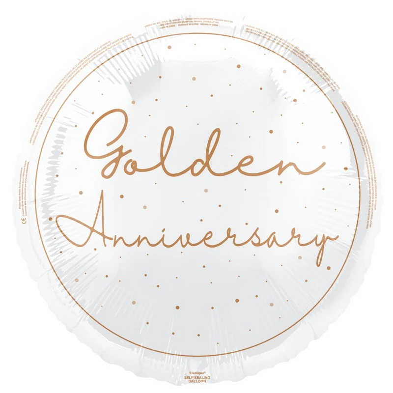 Unique Golden Anniversary 18" Round Circle Foil Balloon (1)