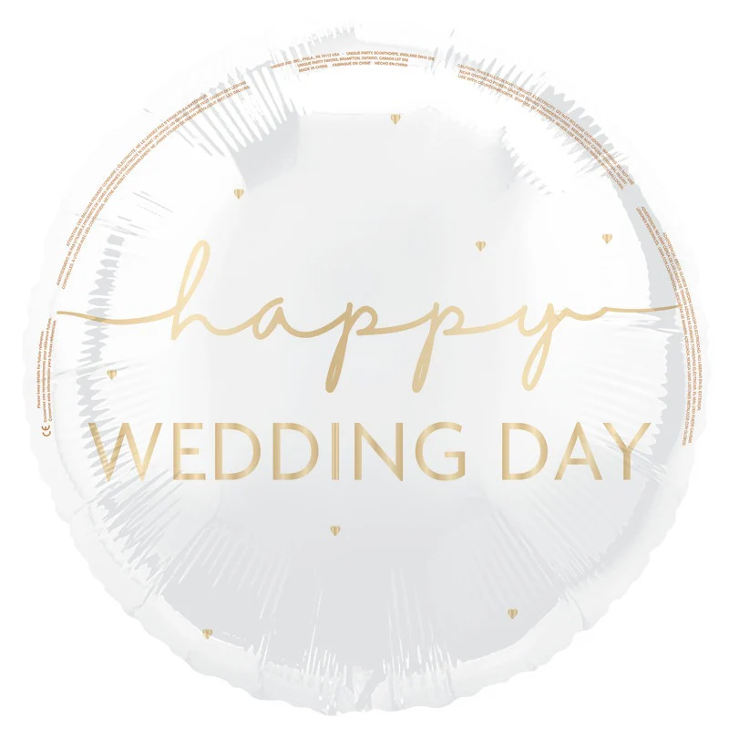 Unique Happy Wedding Day 18" Round Circle Foil Balloon (1)