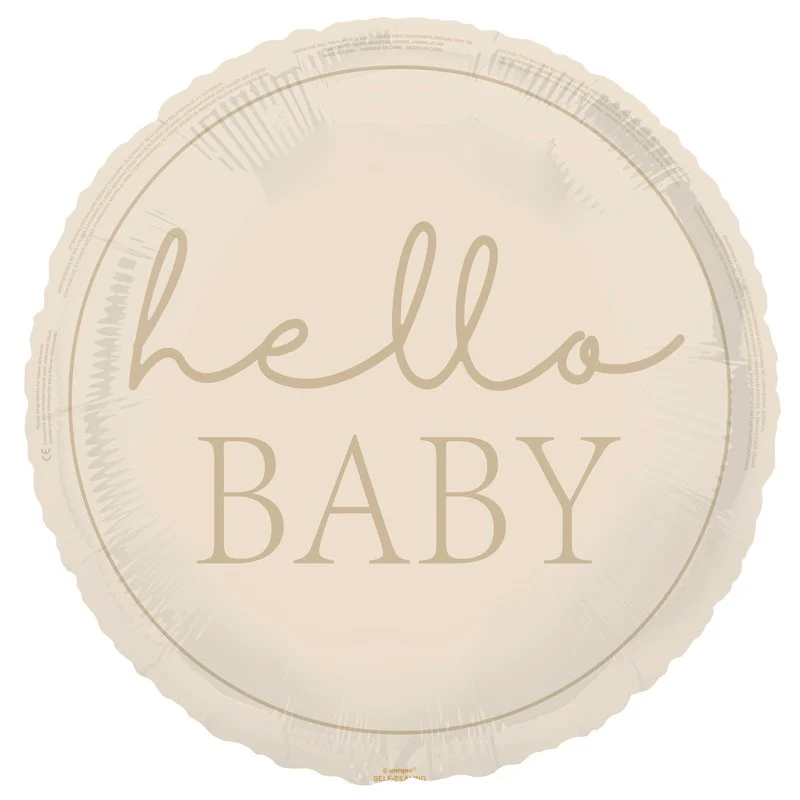 Unique Hello Baby Neutral 18" Round Foil Balloon (1)