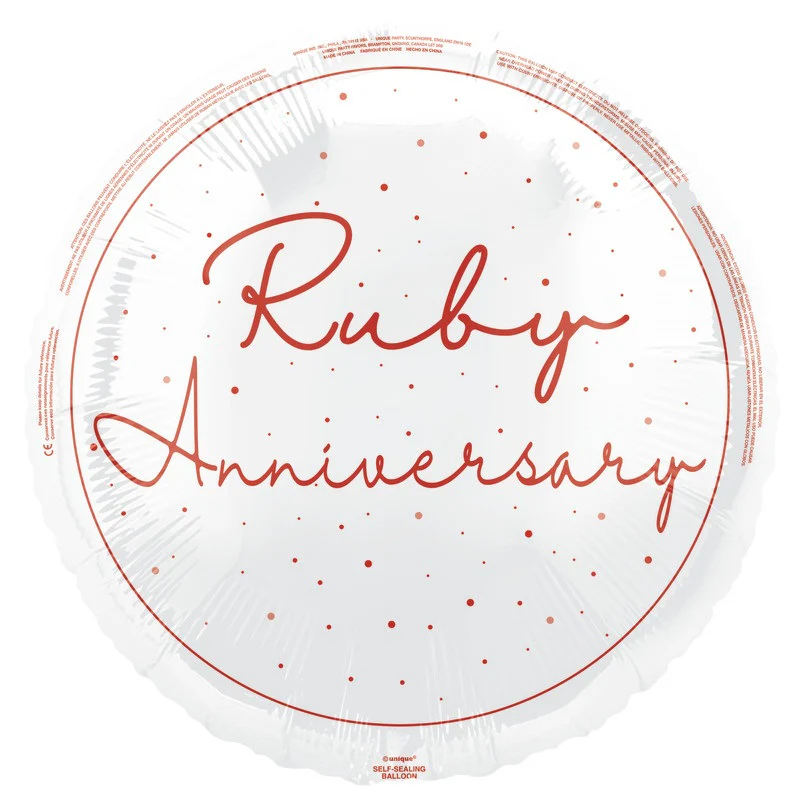 Unique Ruby Anniversary 18" Round Circle Foil Balloon (1)