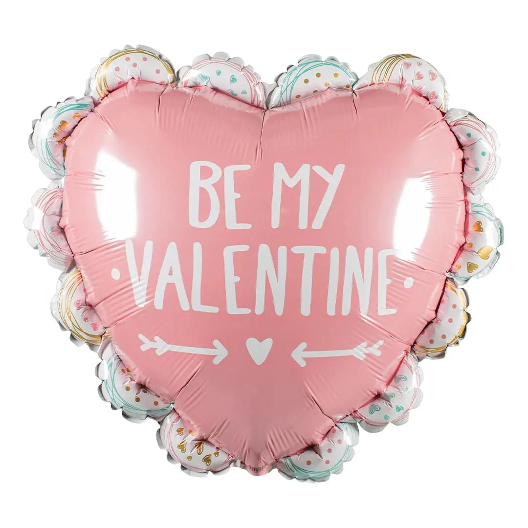 Betallic Valentine Doodle Ruffled Heart 29" Supershape Foil Balloon (1)