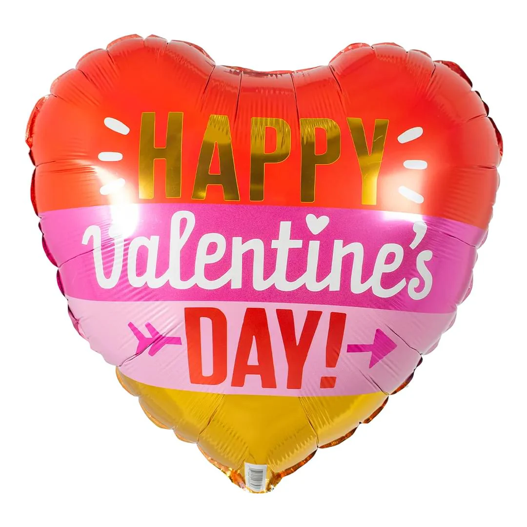 Qualatex Happy Valentines Day Arrow Stripes 18" Heart Foil Balloon (1)