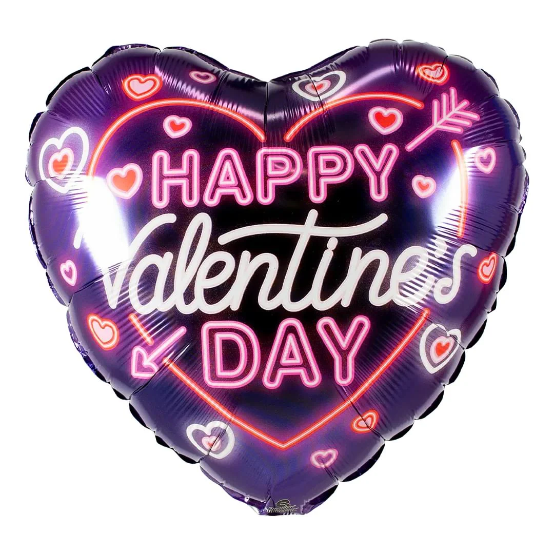Qualatex Valentines Day Neon Glow 18" Heart Foil Balloon (1)